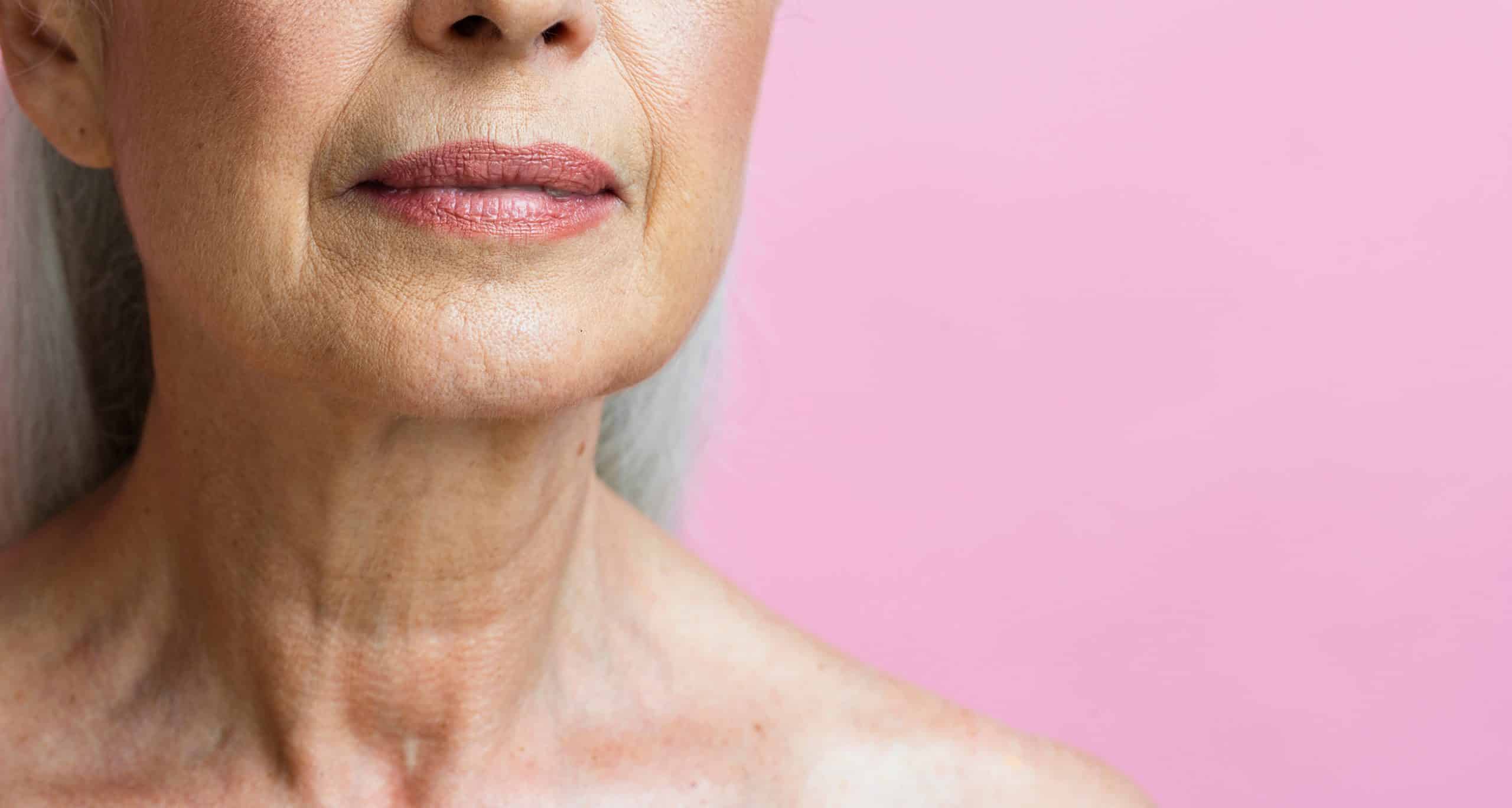 Close up woman with pink background 1