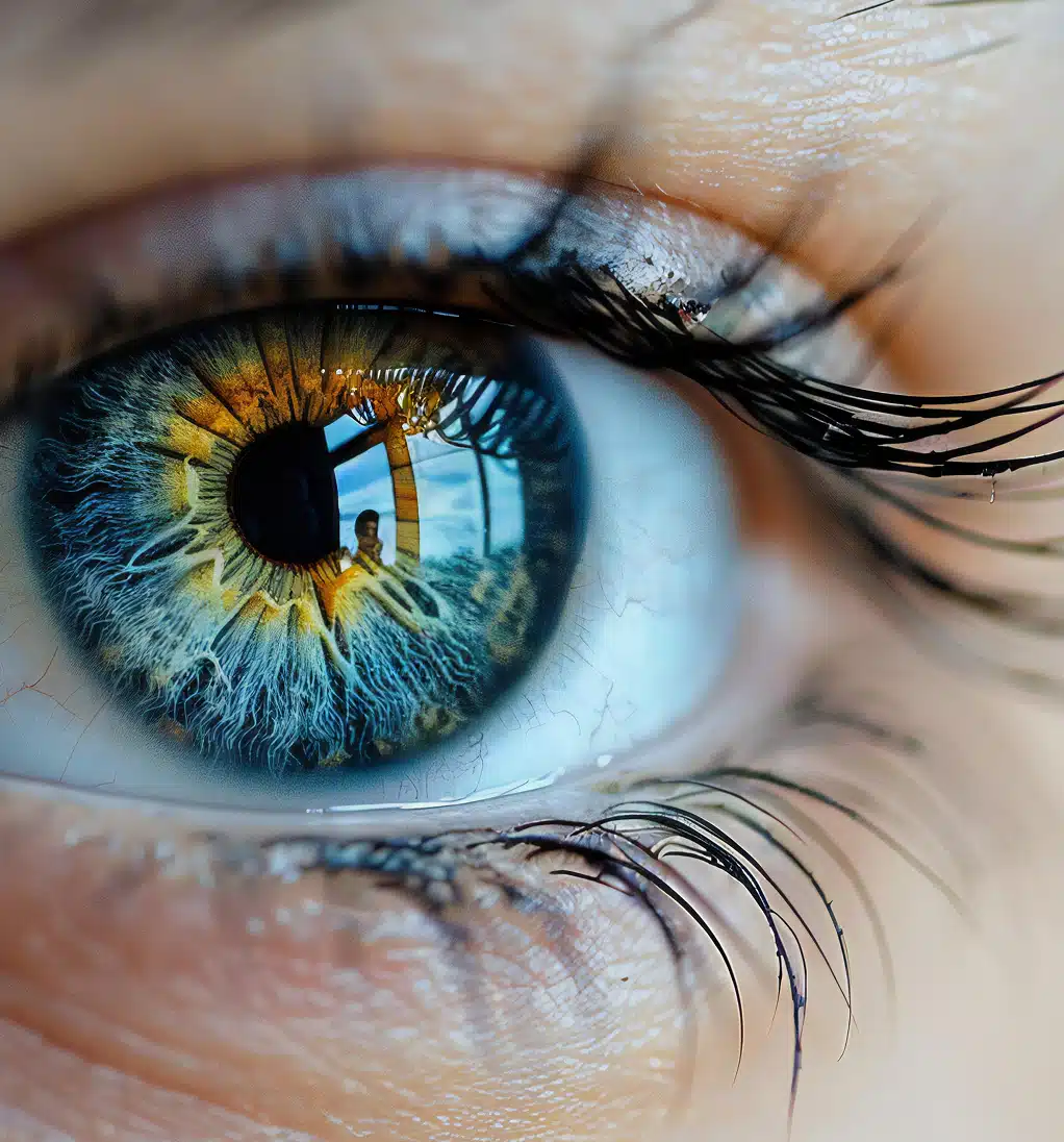 Close-up of a blue eye iris