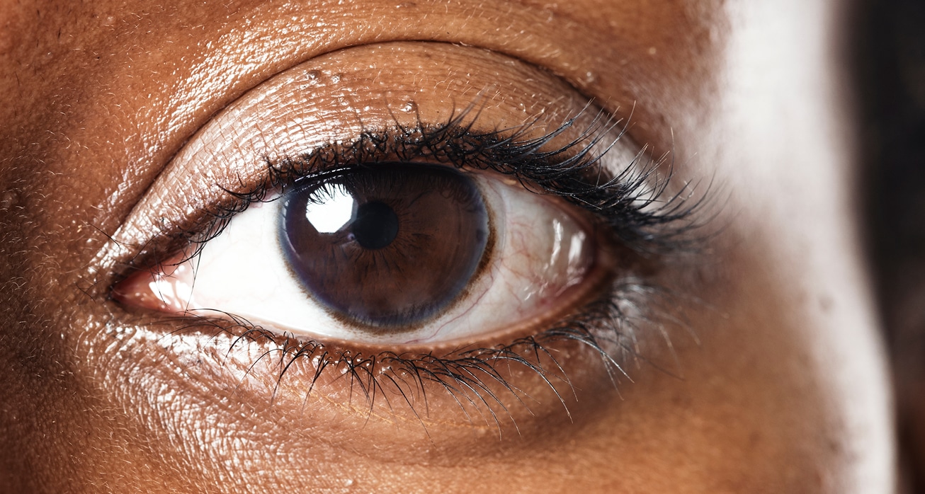 Woman s eye with smart contact lens futuristic technology 1