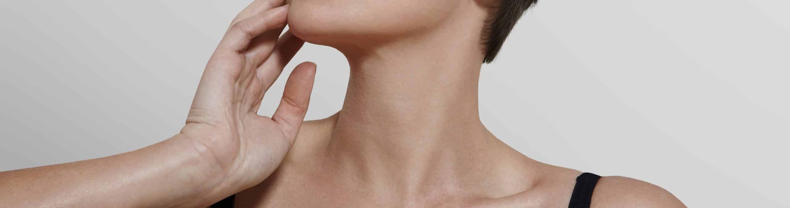 Woman touching her ideal skin 1